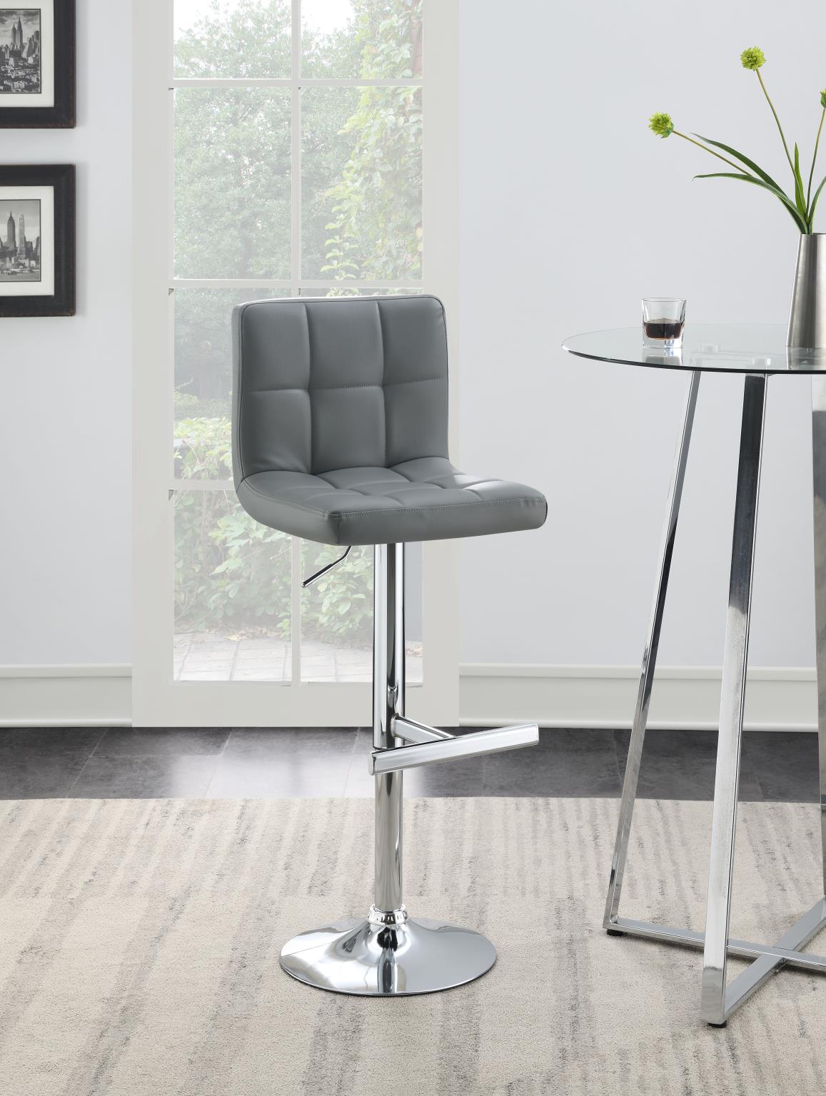 White & Gray Faux Leather Bar Stool