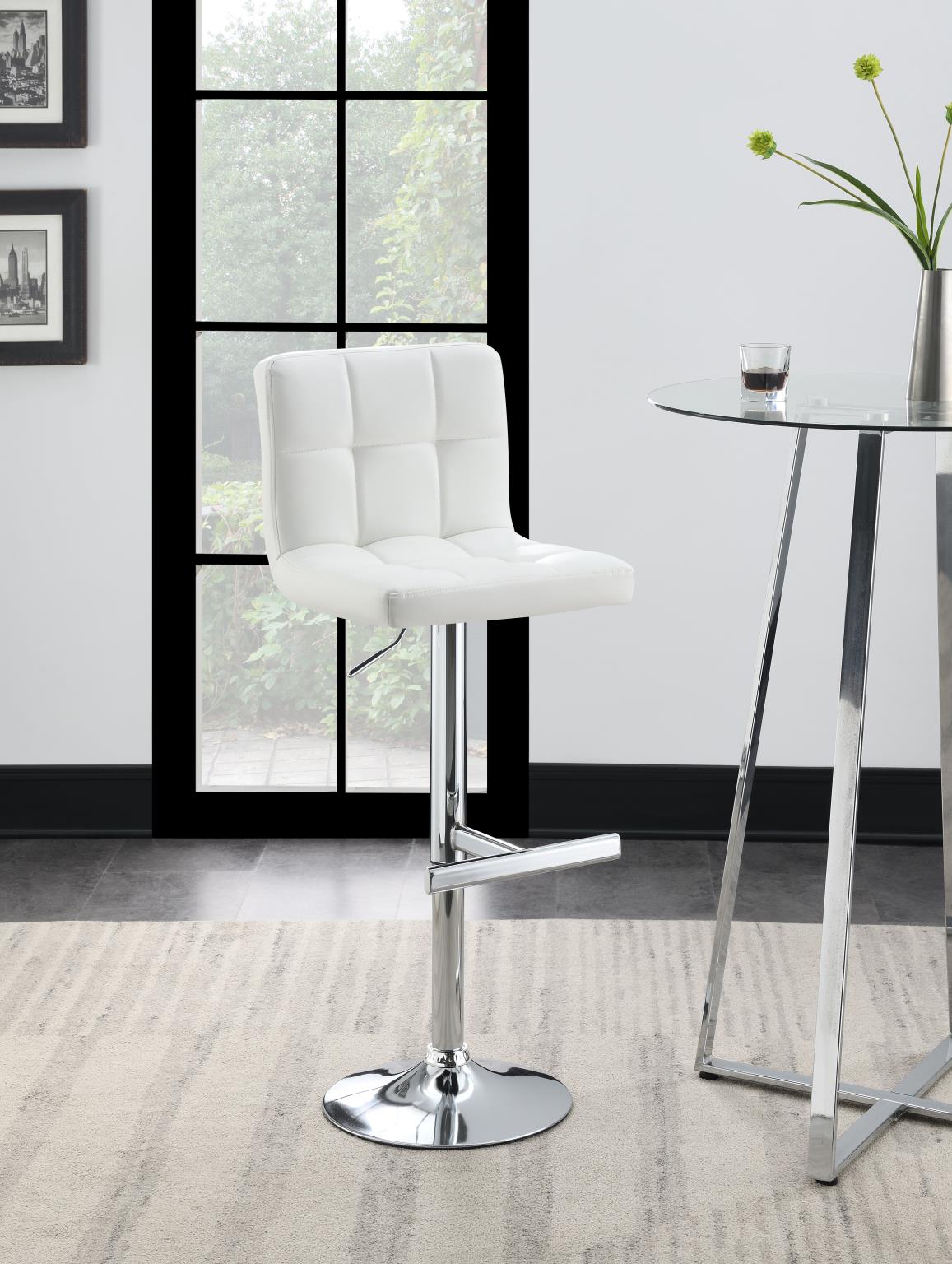 White & Gray Faux Leather Bar Stool