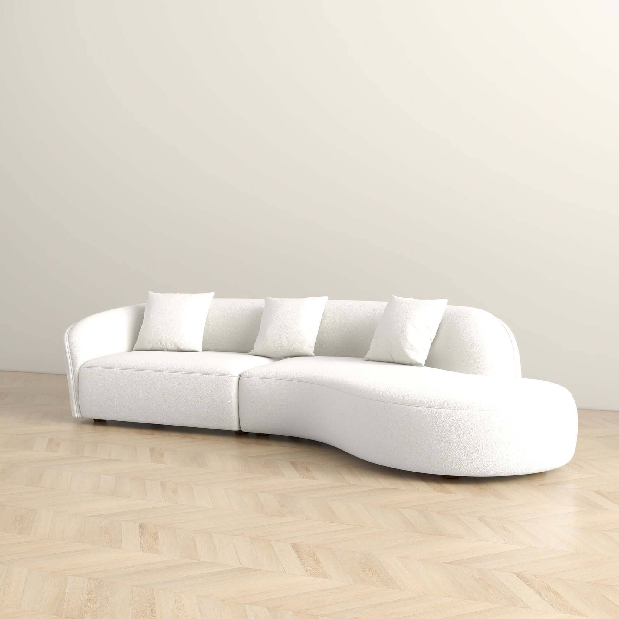 Galmen Sectional White Boucle Sofa