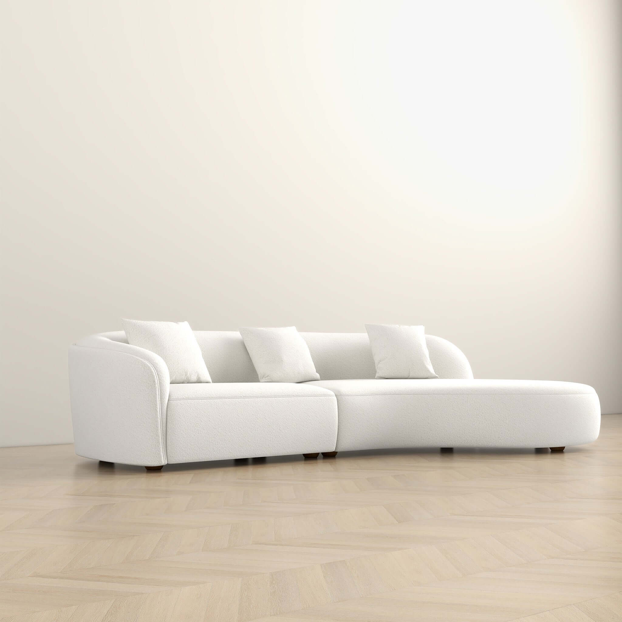 Galmen Sectional White Boucle Sofa