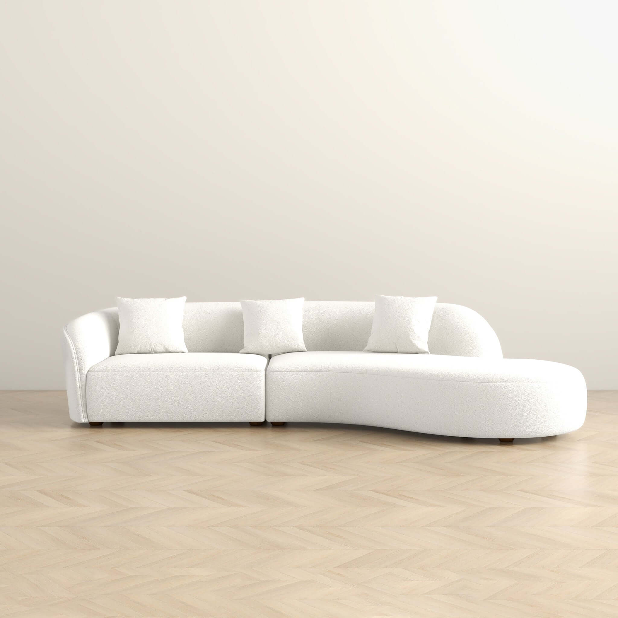 Galmen Sectional White Boucle Sofa