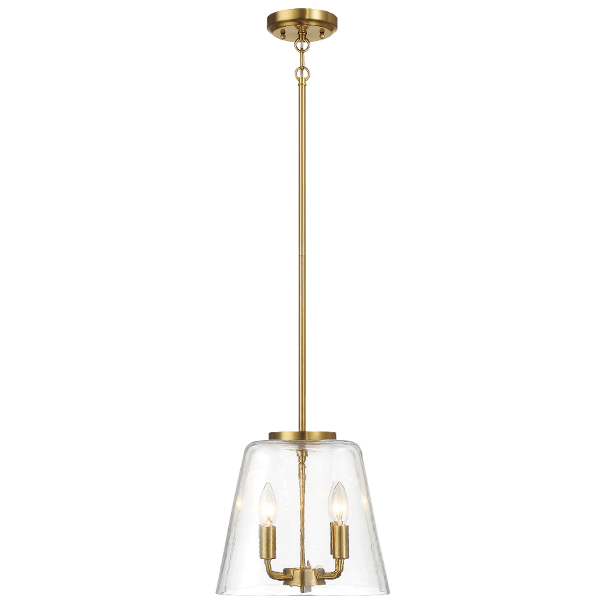 Lacey Four Candle Lights Pendant With Clear Glass - Satin Brass