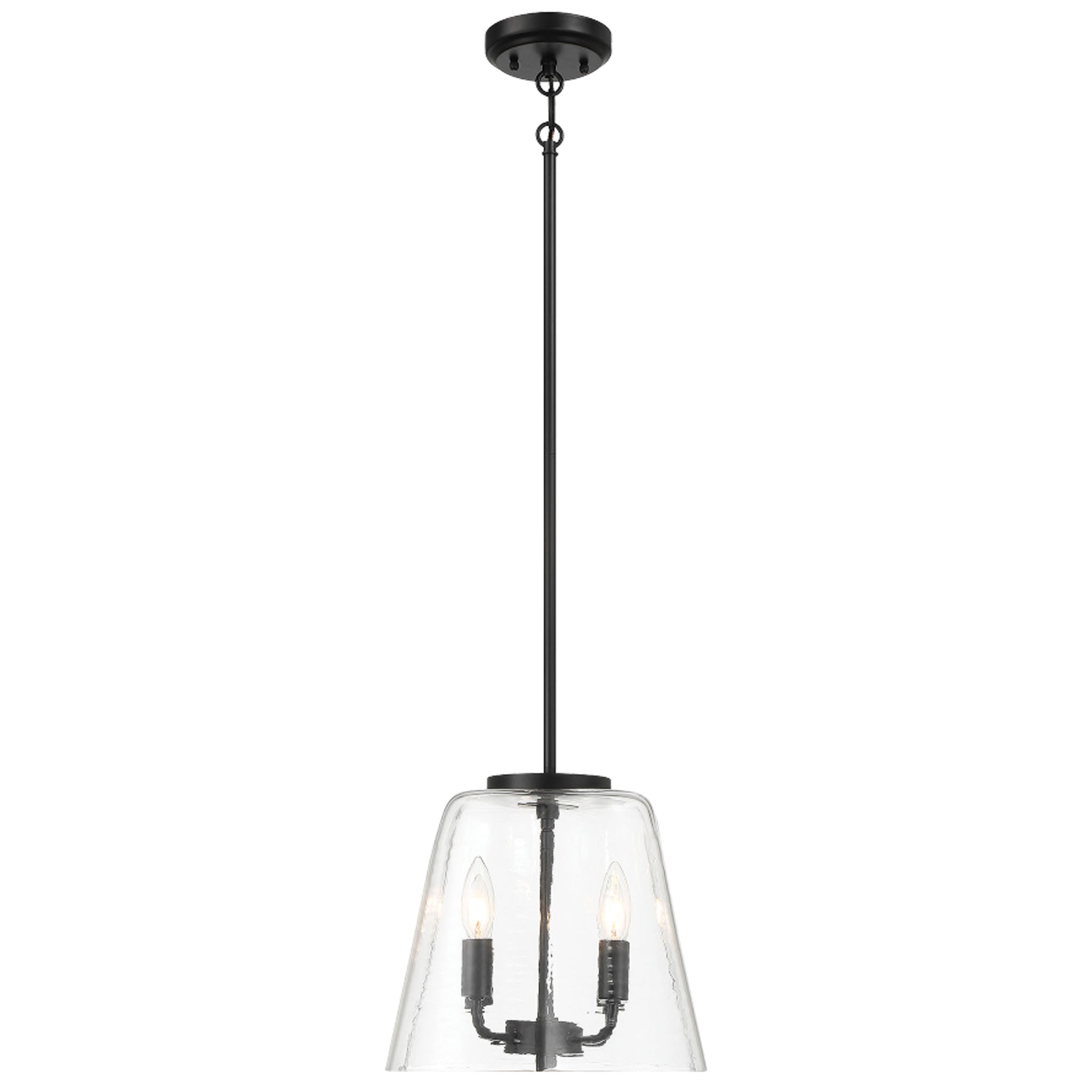 Lacey Four Candle Lights Pendant With Clear Glass - Black Finish