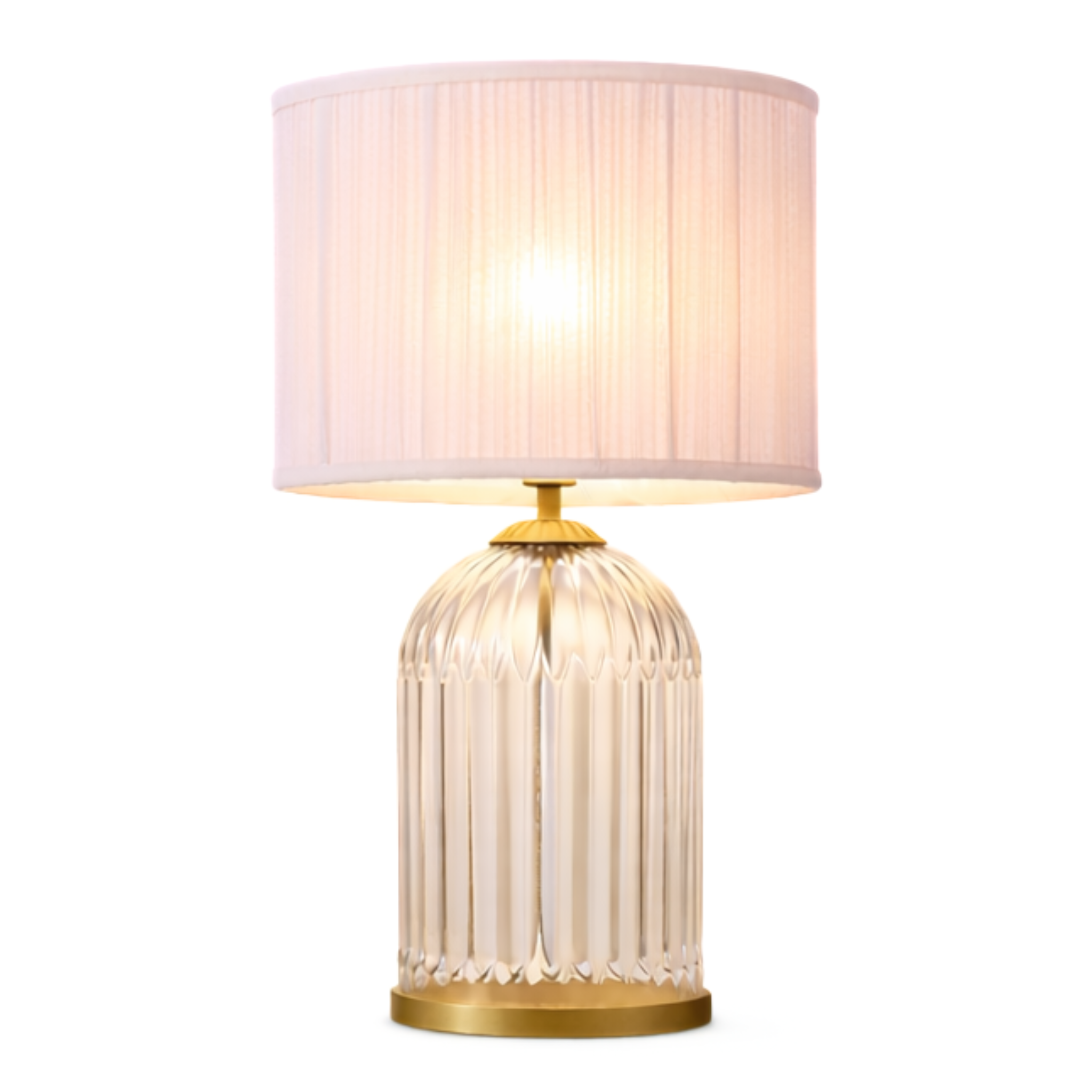 Starlight Gold Glass Table Lamp with Pink Shade