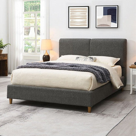 Stavern Contemporary Gray Boucle Eastern King Platform Bed