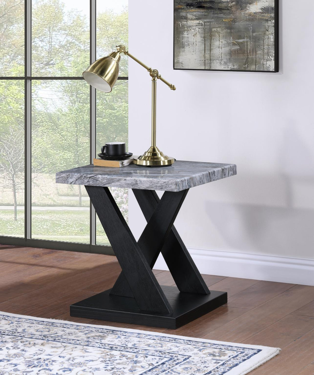 Gray Marble Top 3-Piece Table Set