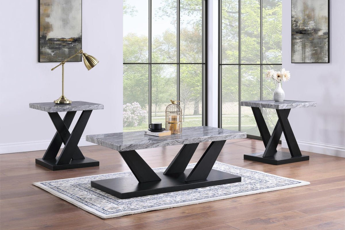 Gray Marble Top 3-Piece Table Set