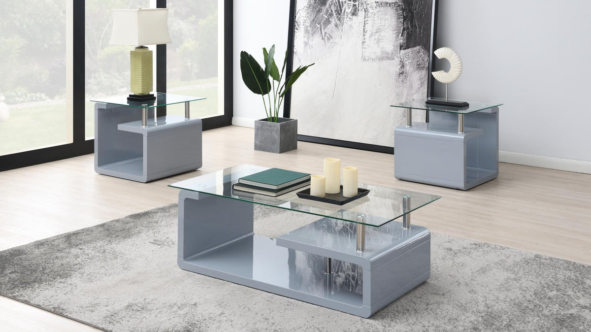 Gray Coffee & End Table Set (T308)