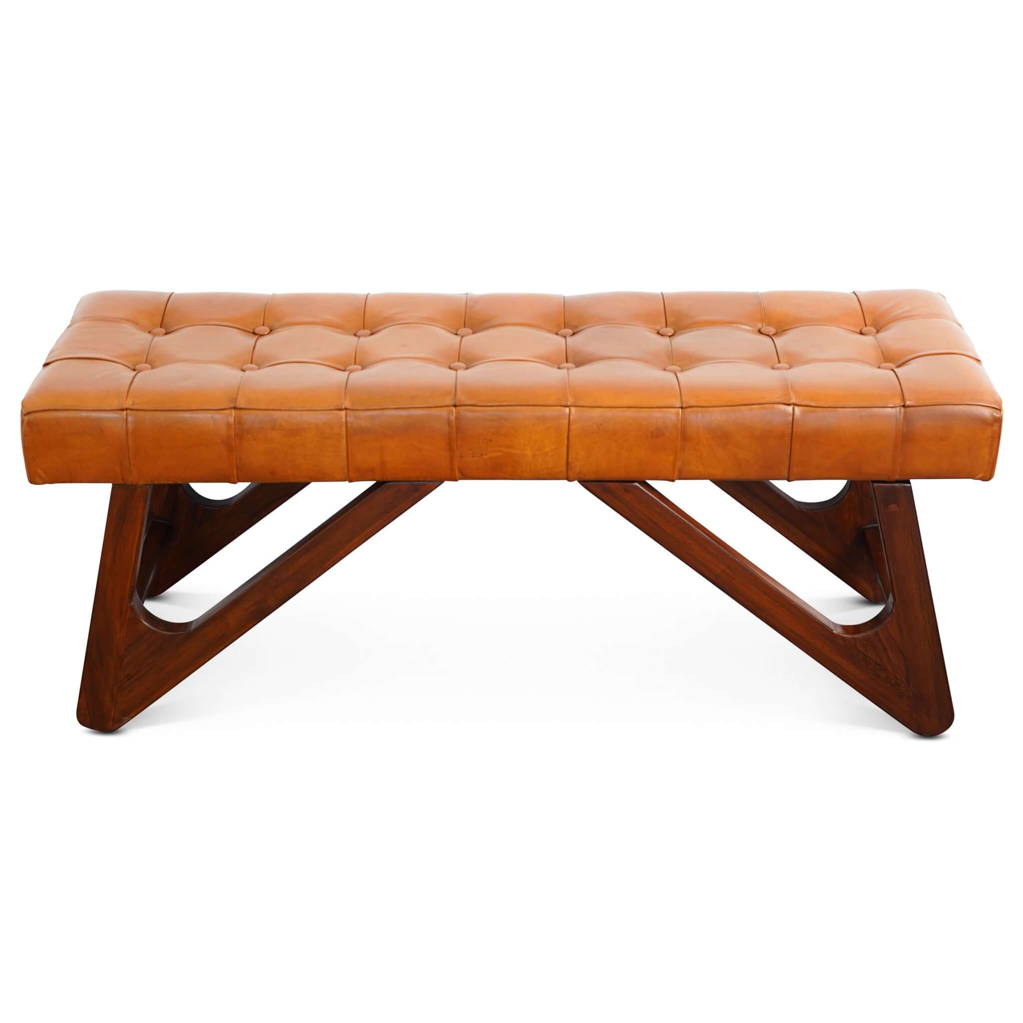 Ansa Tan Leather Bench