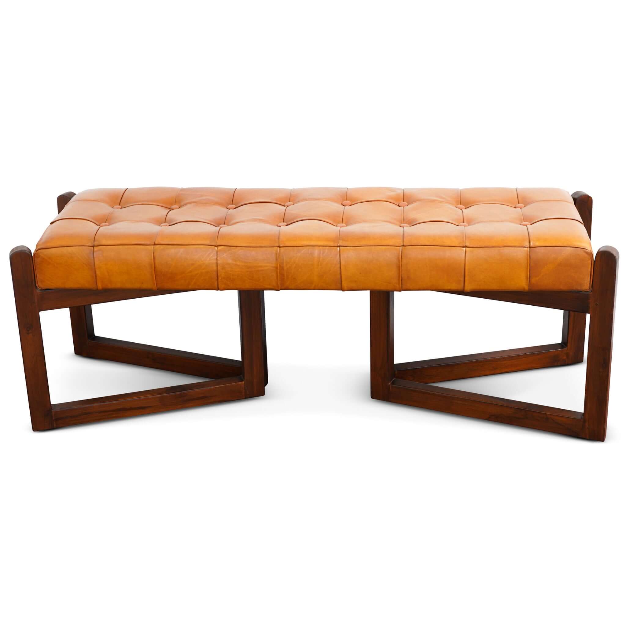 Darla Tan Leather Bench