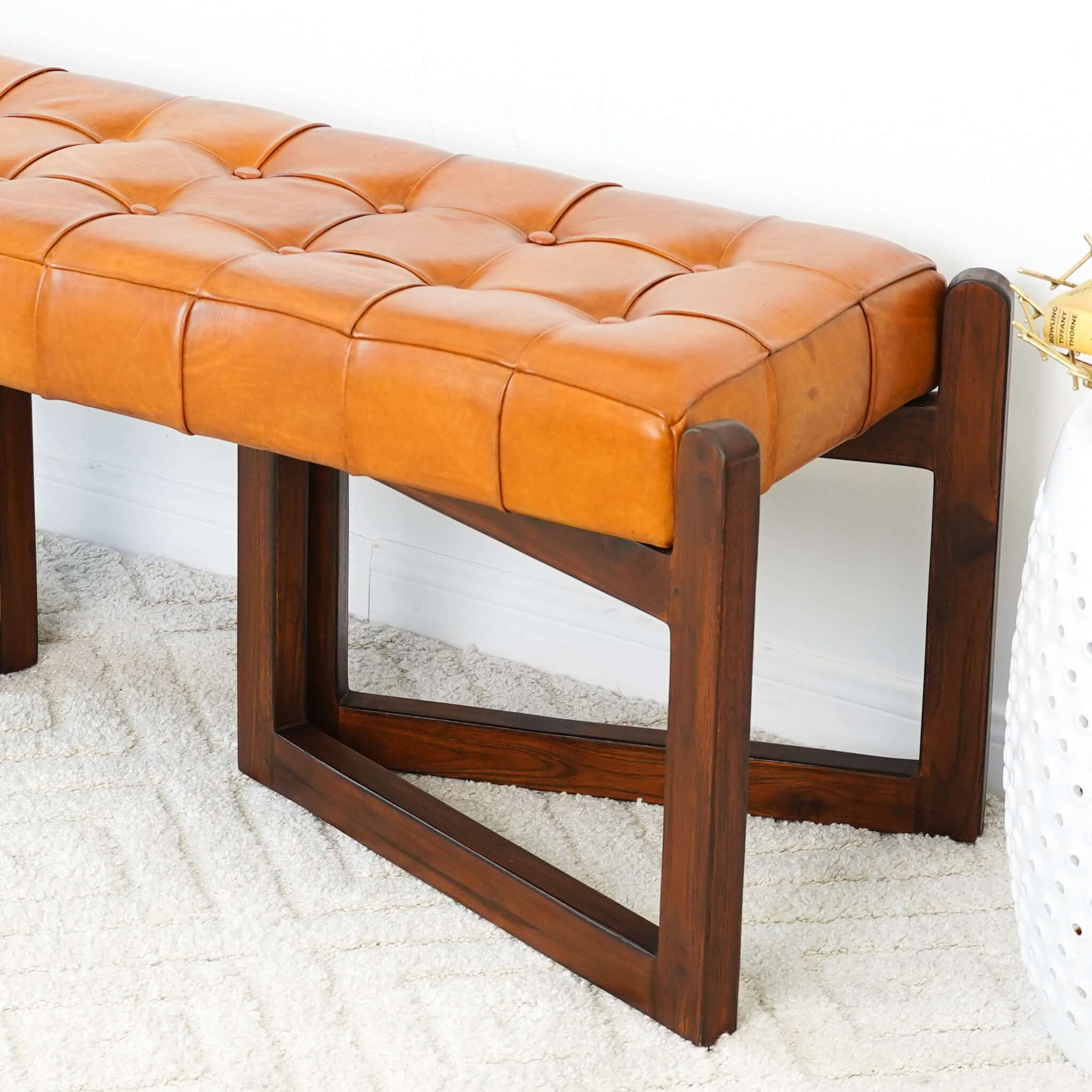 Darla Tan Leather Bench