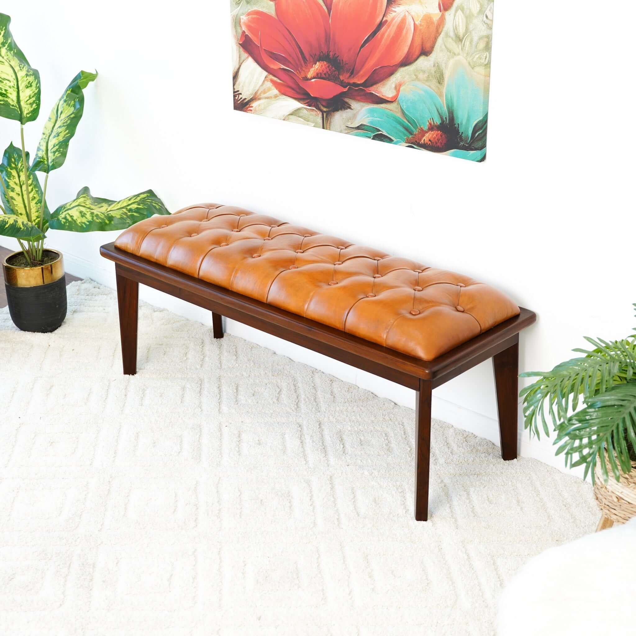 Pierre Tan Leather Bench