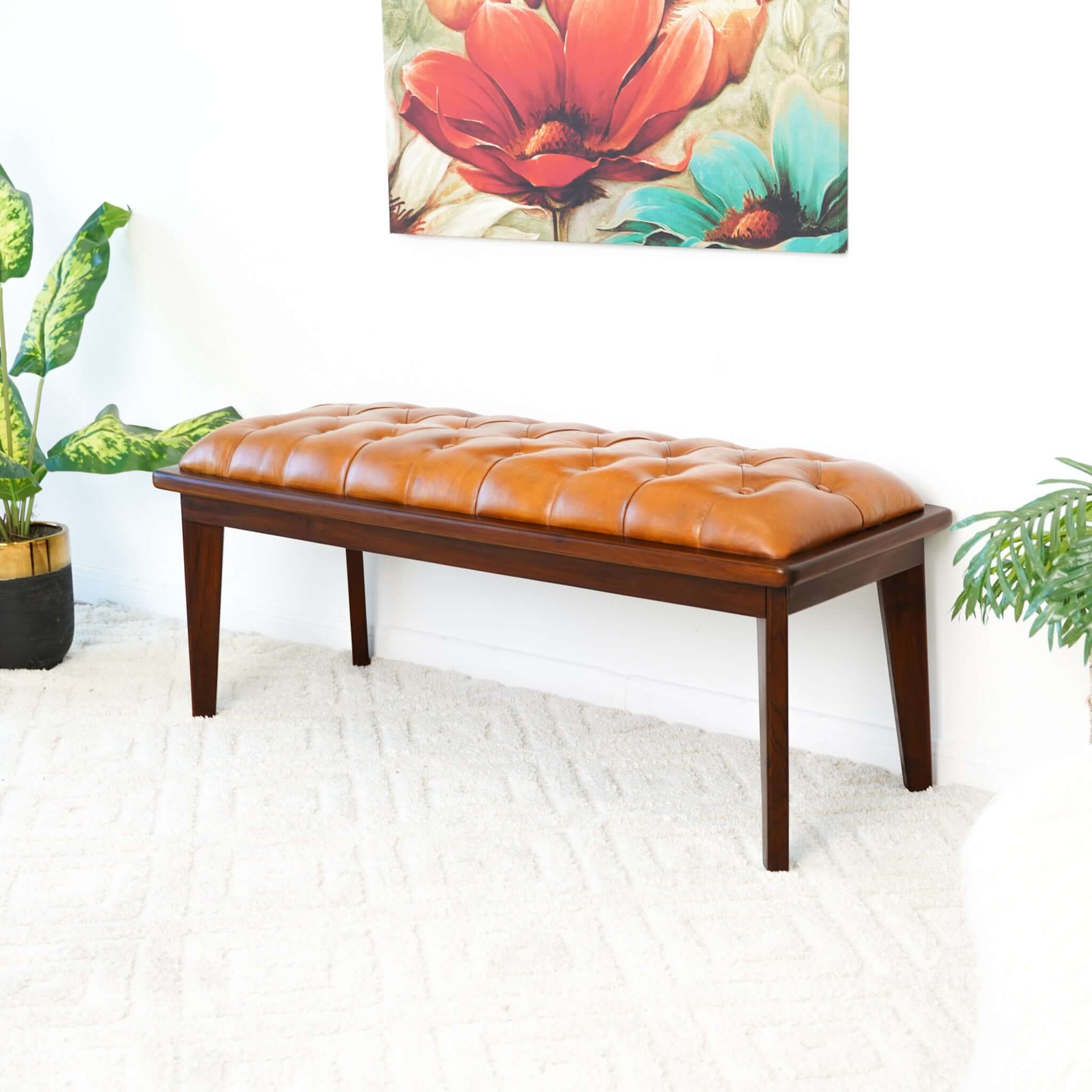 Pierre Tan Leather Bench