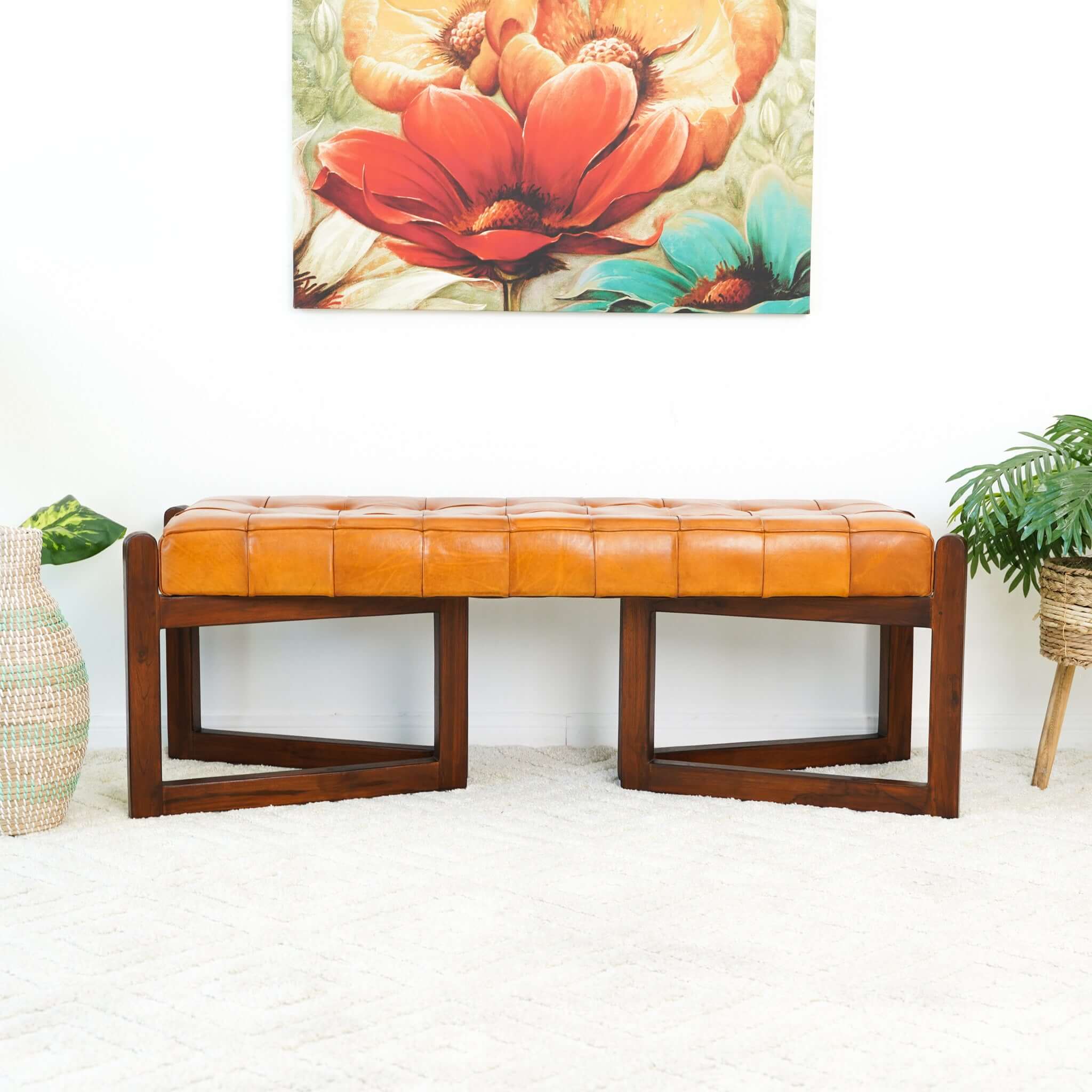 Darla Tan Leather Bench