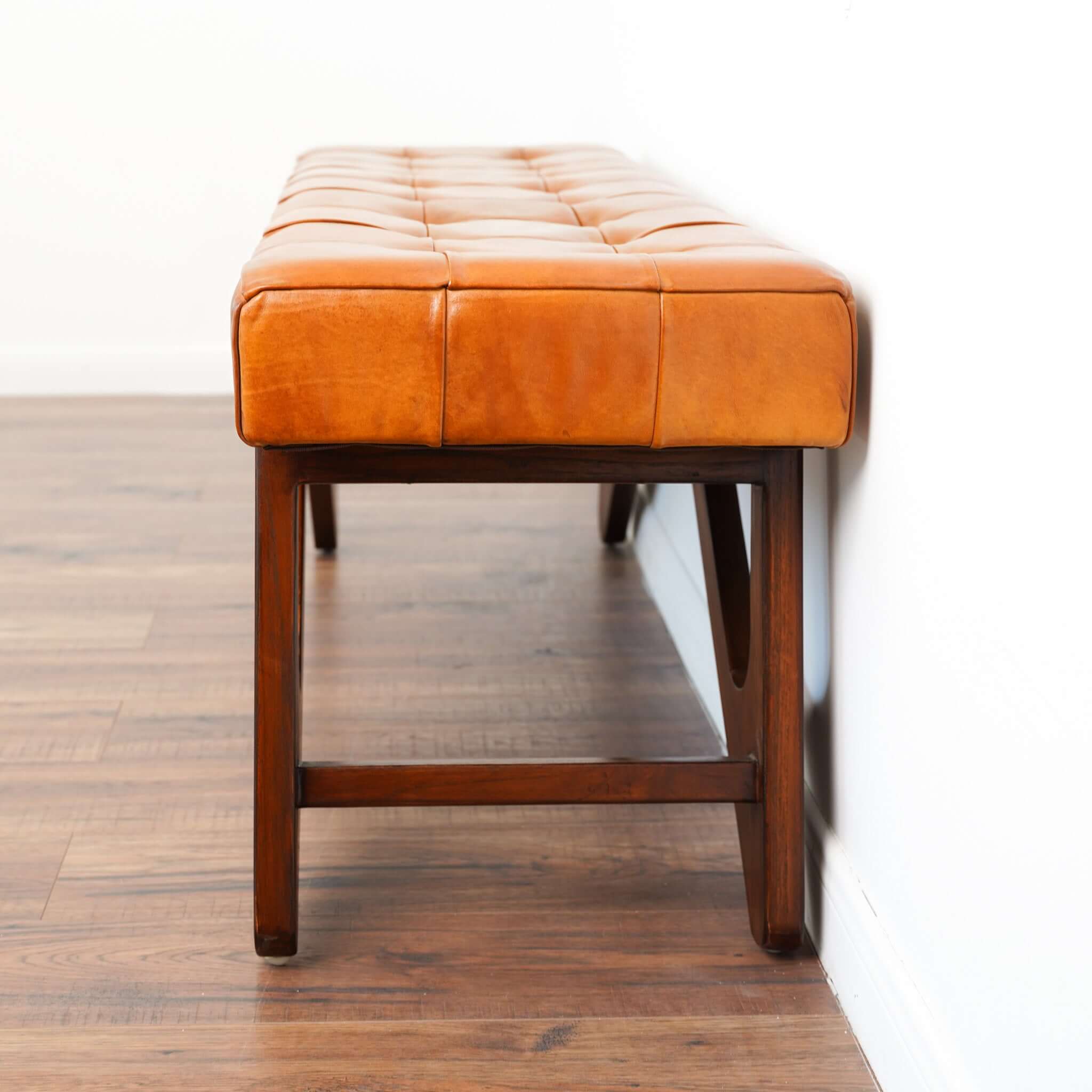 Ansa Tan Leather Bench