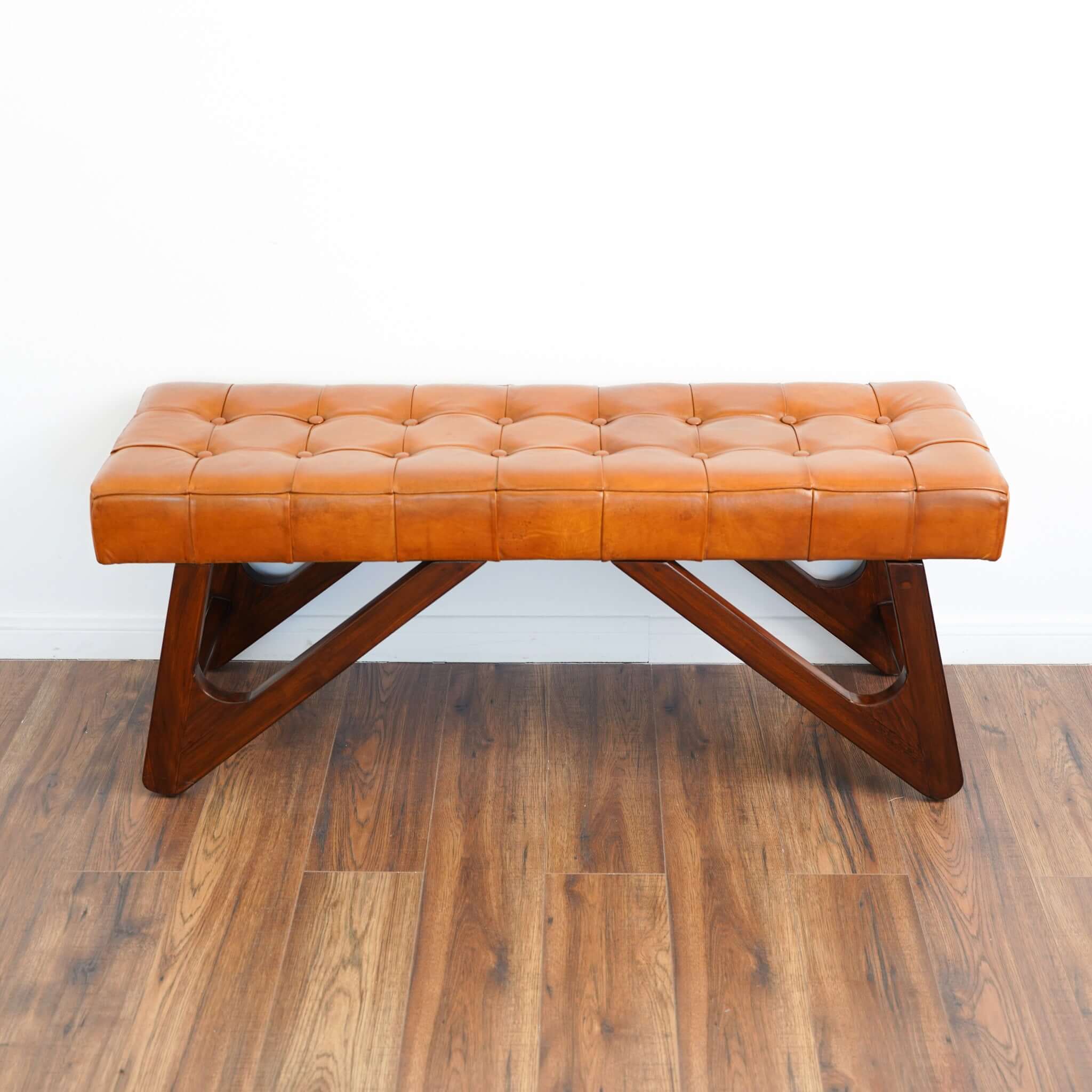 Ansa Tan Leather Bench