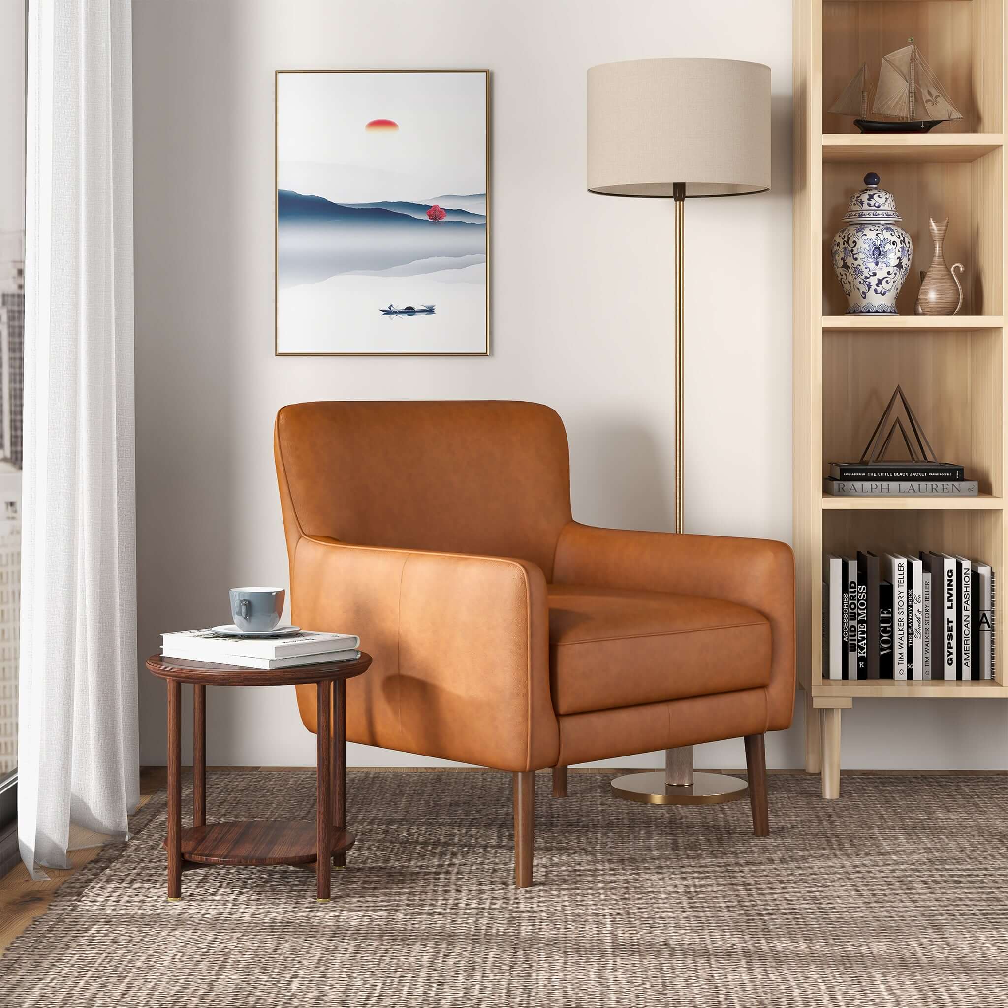 Otio Tan Leather Lounge Chair