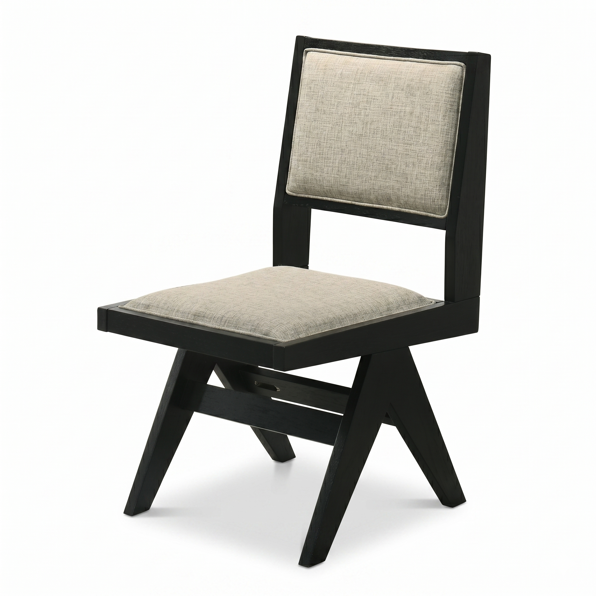 Tottenham Contemporary Light Gray Upholstered Side Chair with Black Inverted V-Legs