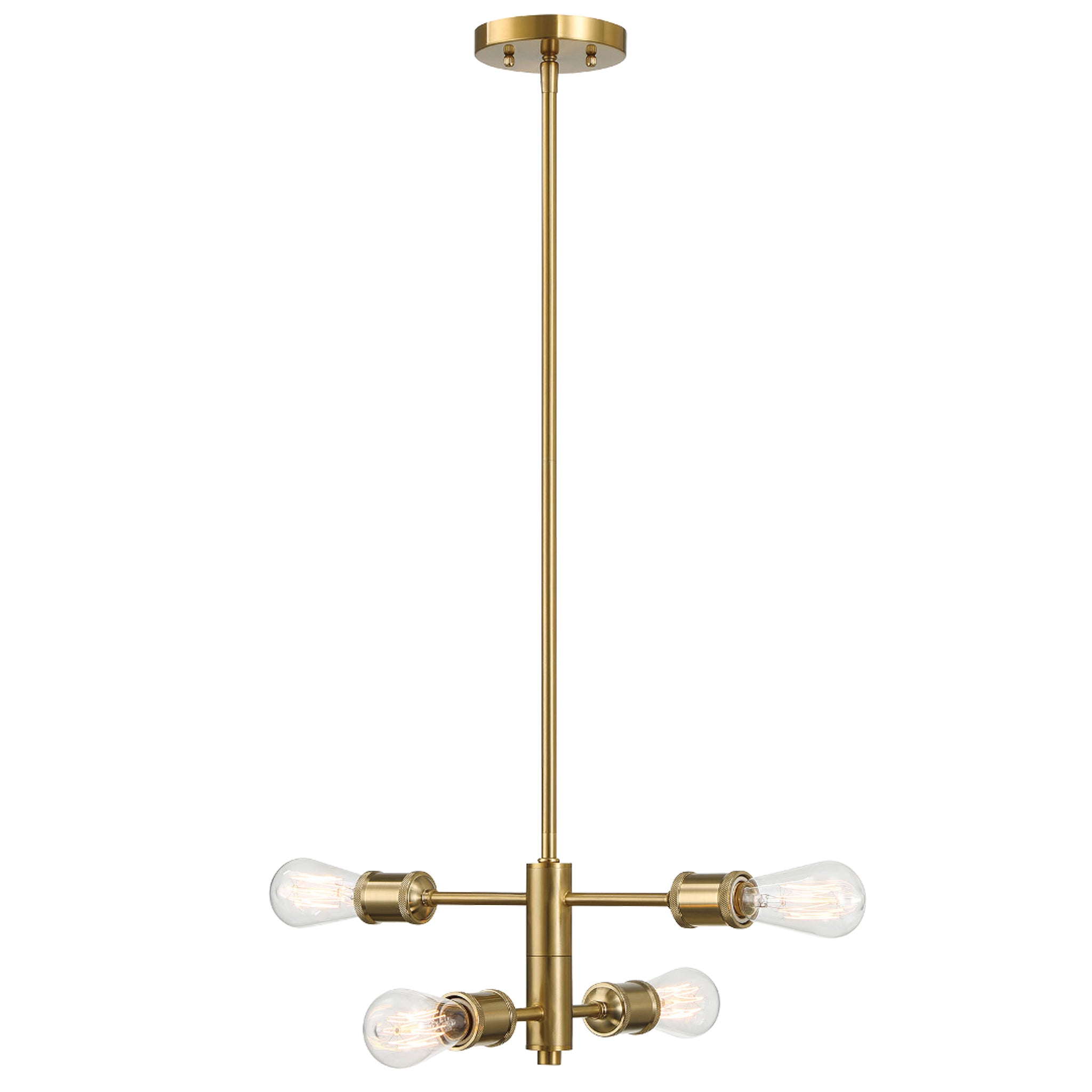 Riccio Four Lights Modern Gold Chandelier Vintage Pendant Fixture for Living Room Dining Kitchen 15"W × 6.75"H