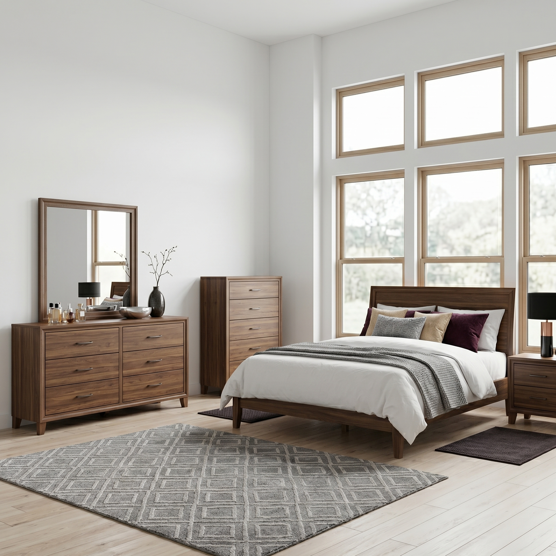 Tromso Mid-Century Modern Walnut Solid Wood Dresser by Furniture of America