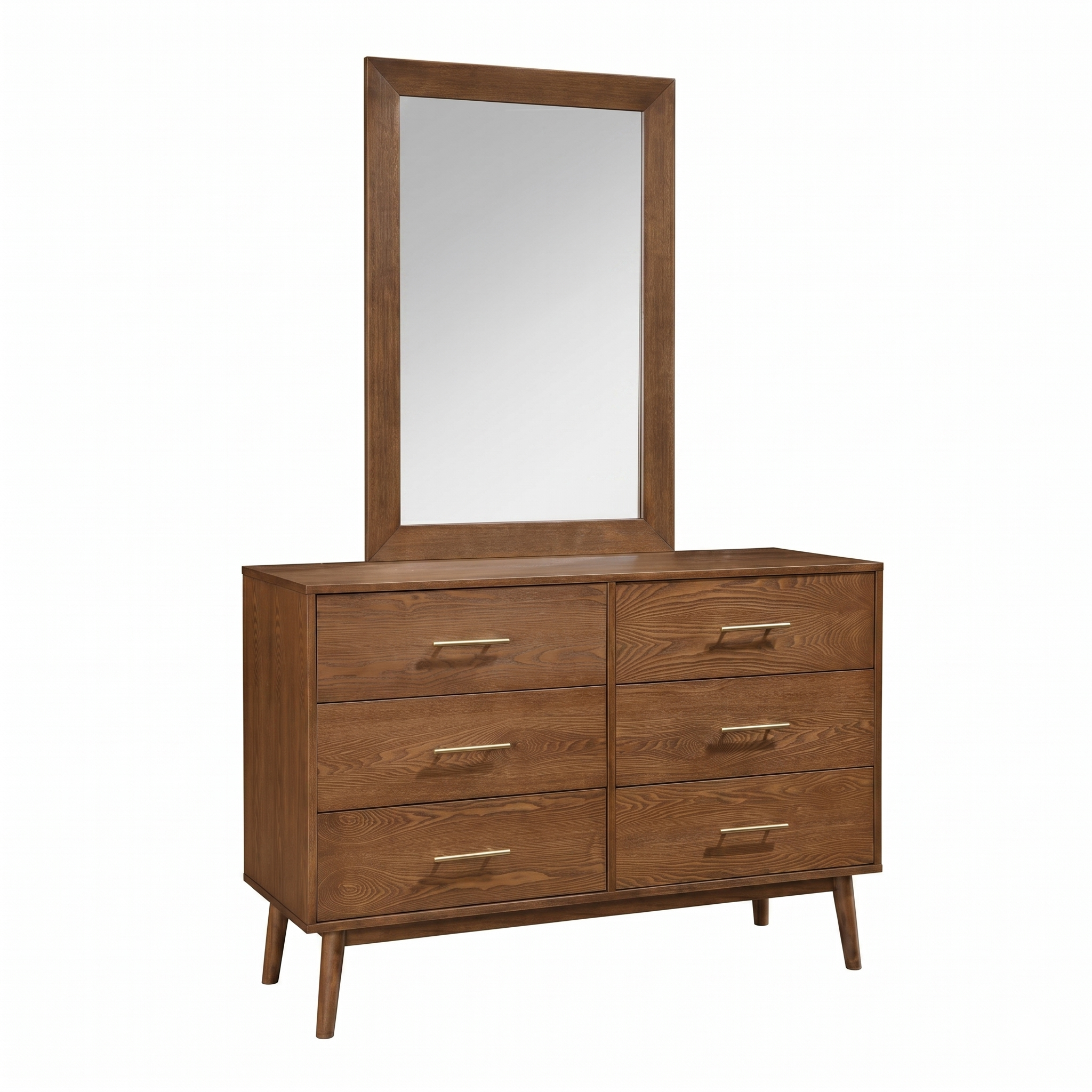 Tromso Mid-Century Modern Walnut Solid Wood Dresser by Furniture of America