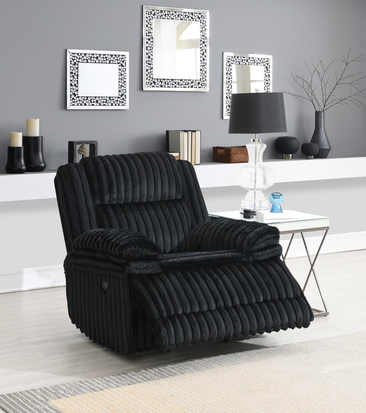 Black Corduroy Motion Sofa Collection
