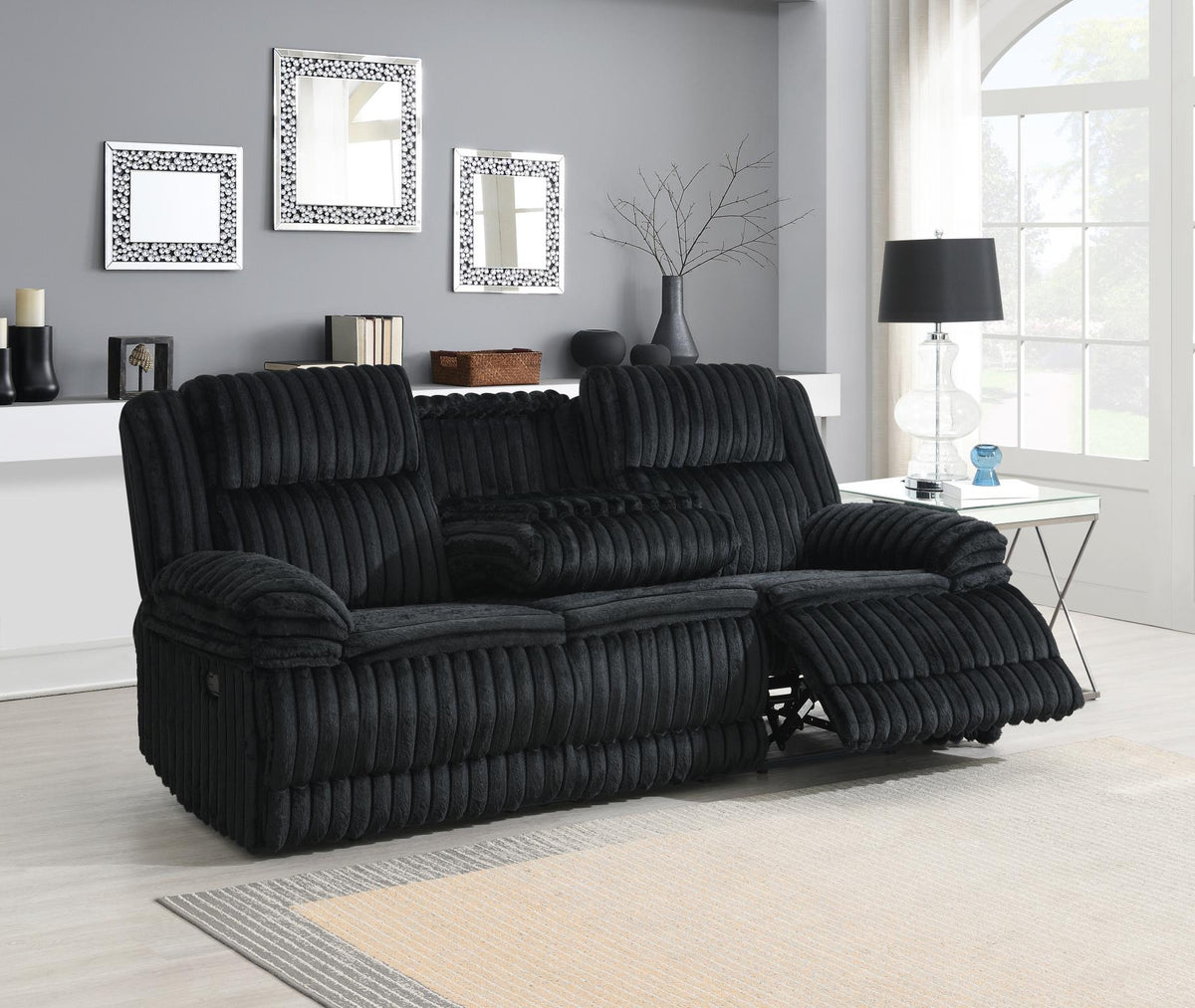 Black Corduroy Motion Sofa Collection
