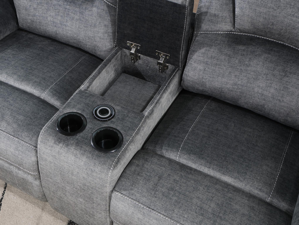 Gray Motion Sofa & Loveseat with Bluetooth Console