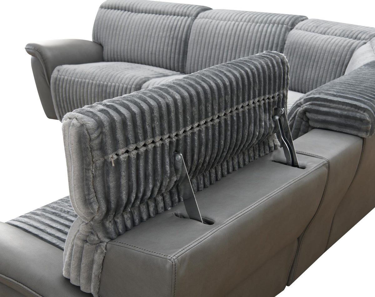 6-Piece Gray Power Reclining Sectional with Power Headrest