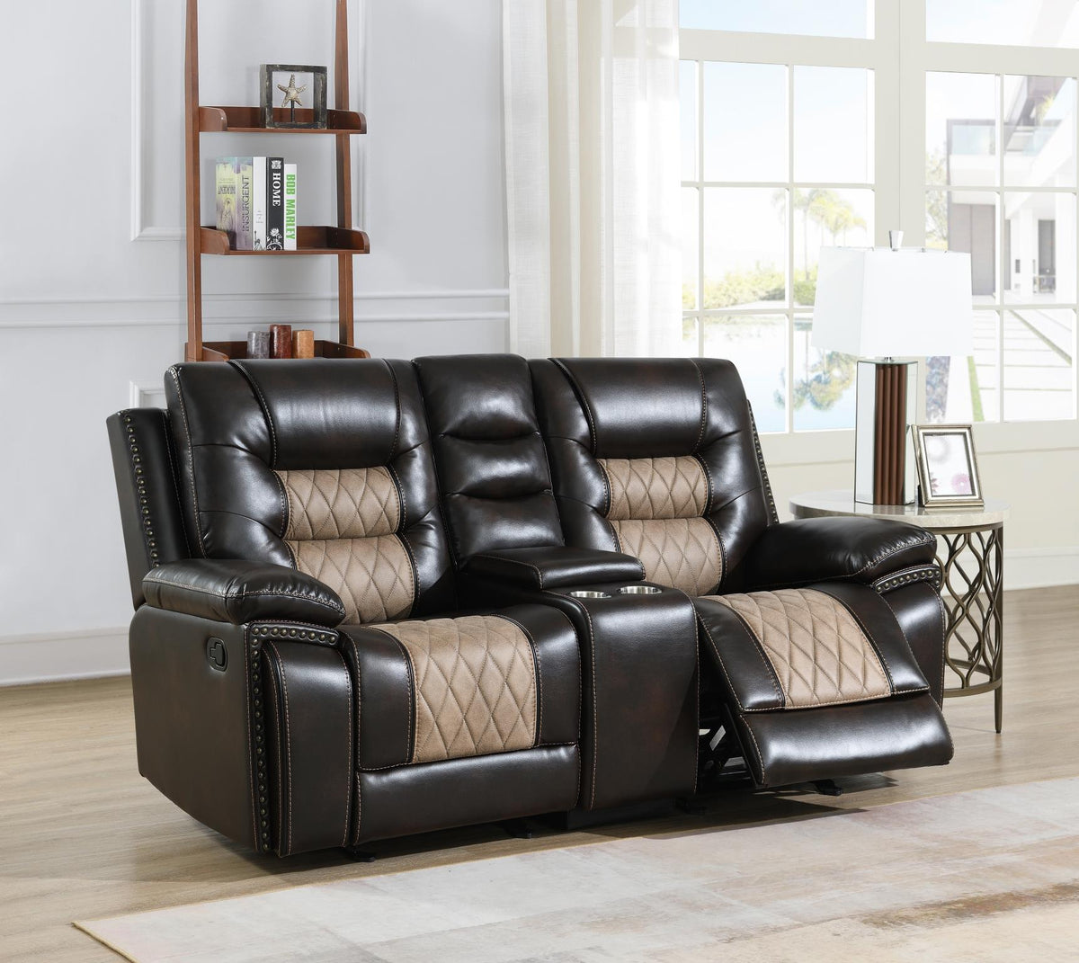 Brown Motion Sofa with Wireless Charging