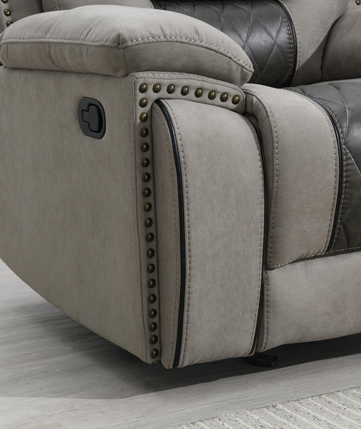 Gray & Charcoal Motion Sofa with Wireless Charging