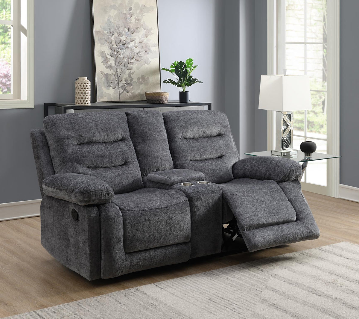 Gray Motion Sofa Collection with Glider Chair