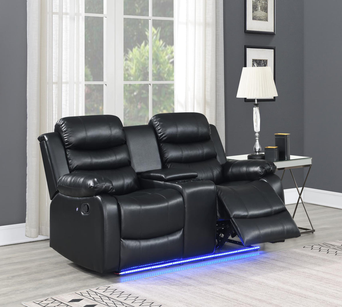 Black LED Motion Sofa Collection