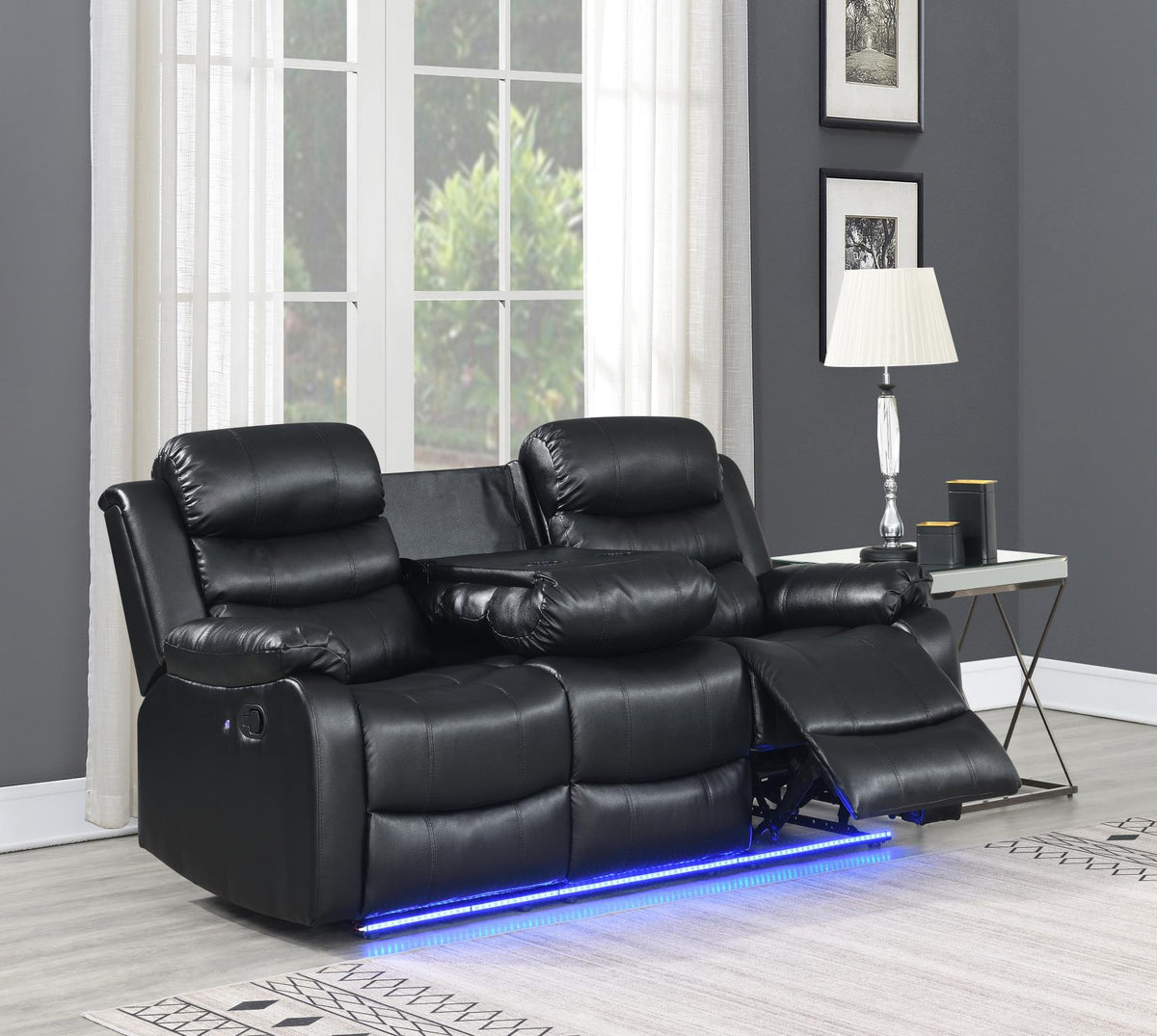 Black LED Motion Sofa Collection