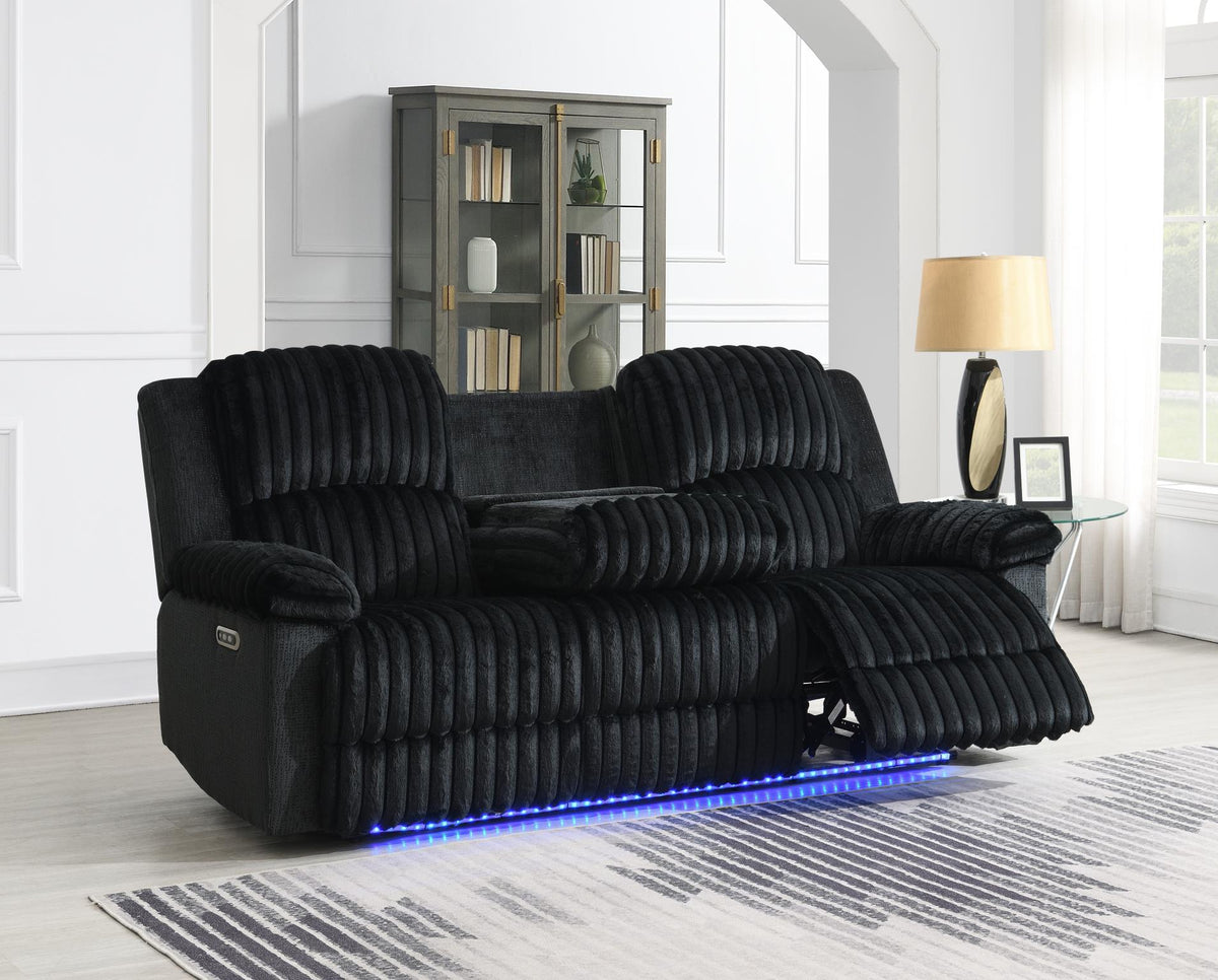 Black Corduroy Power LED Reclining Collection