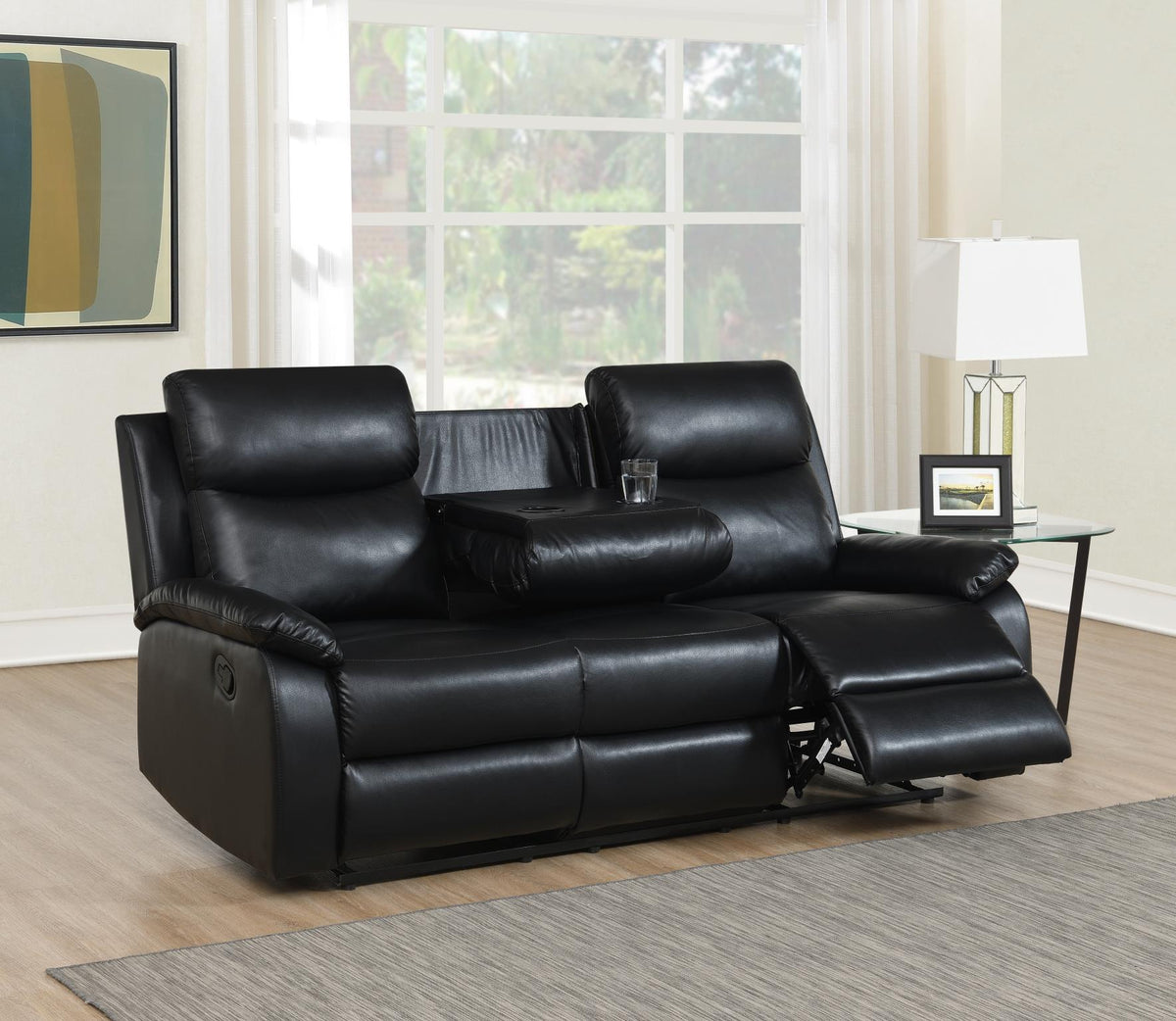 Black Motion Sofa Set with Center Table