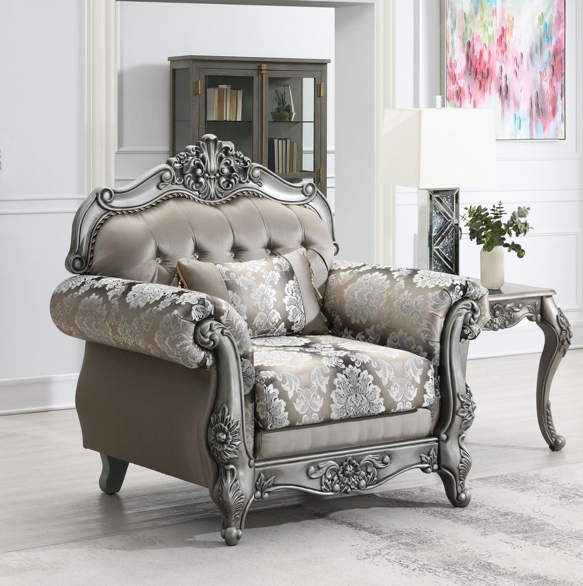 Traditional Gray Sofa, Loveseat & Chair