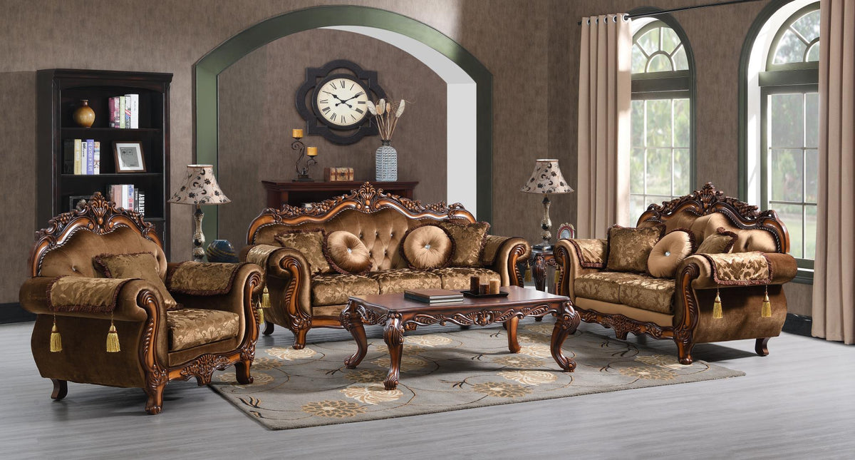 Traditional Brown Sofa & Loveseat Group