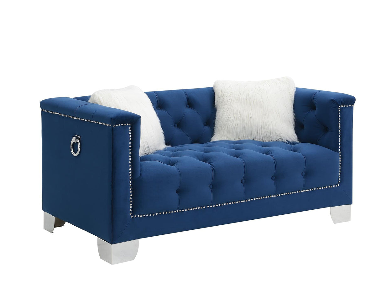 Navy Accent Loveseat & Chair