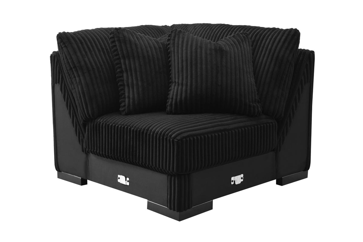 Black Modular Sectional with USB-C & Speaker Console