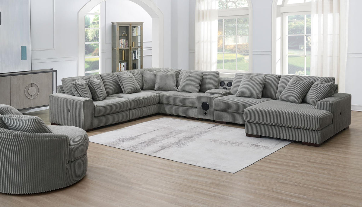 Gray Modular Sectional with Speaker Console