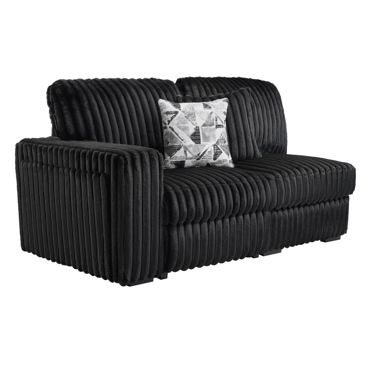 Black Corduroy Power Reclining 4-Piece Sectional with 2 Wireless Charger