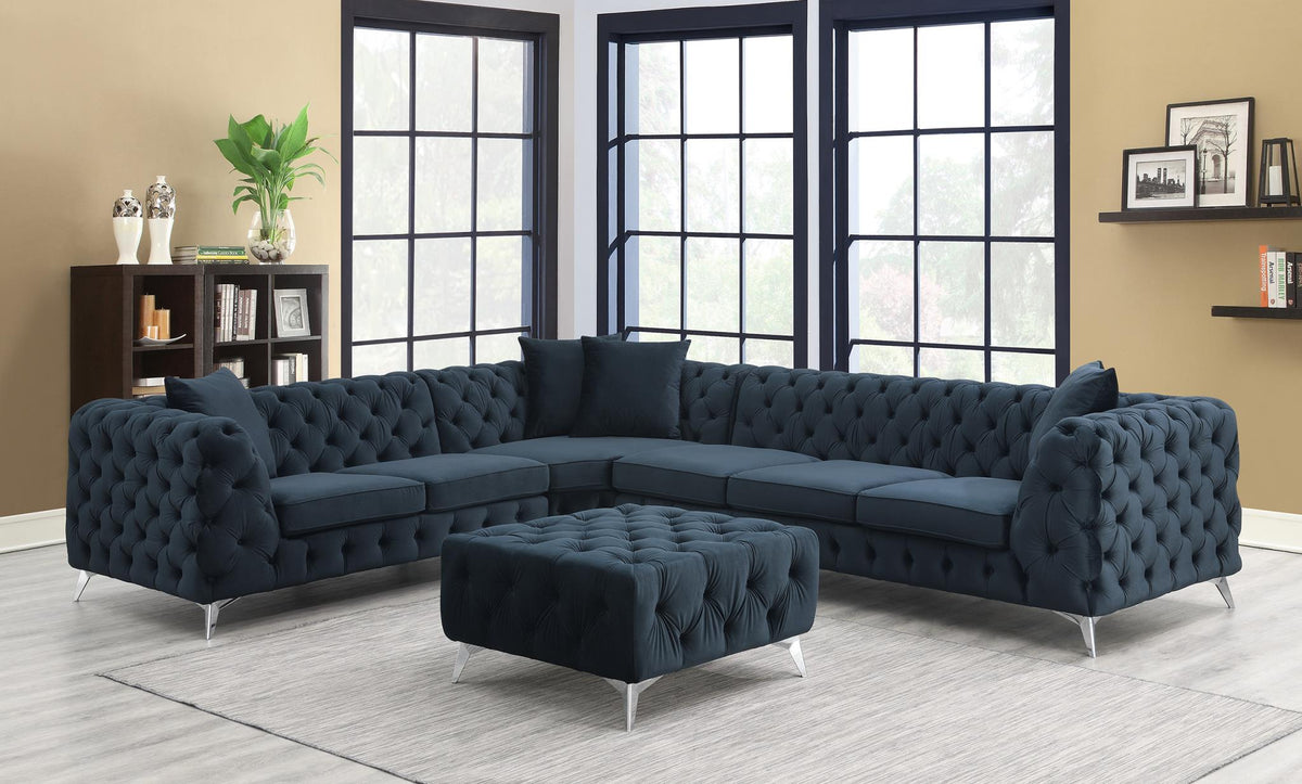 Black Velvet 3-Piece Sectional
