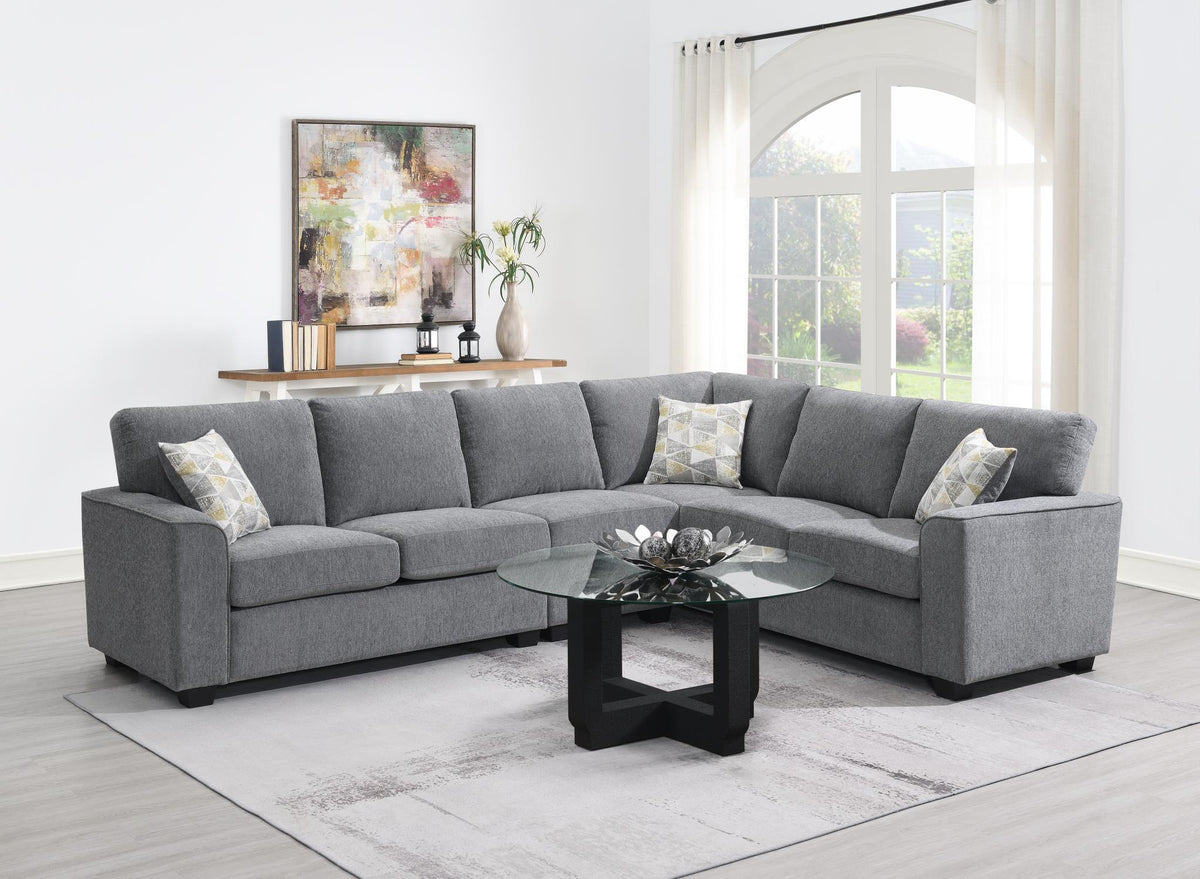 Gray 2-Piece Sectional with Armless Chair