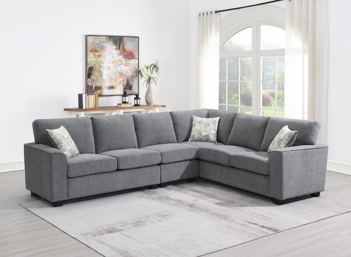 Gray 2-Piece Sectional with Armless Chair