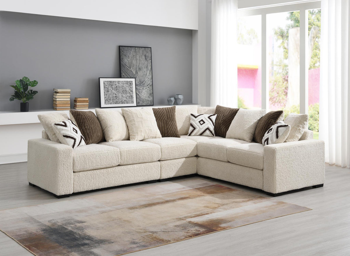 Ivory Modular Sectional with Wedge & Ottoman