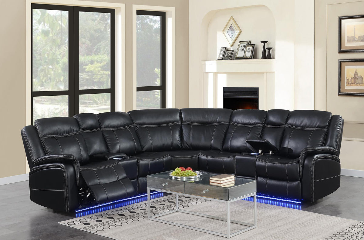 Black 3-Piece Power Reclining Sectional (2 Power)