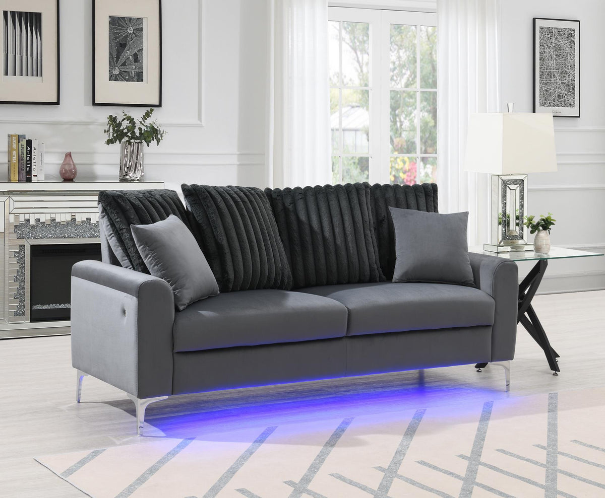 Gray LED Sofa, Loveseat & Chair
