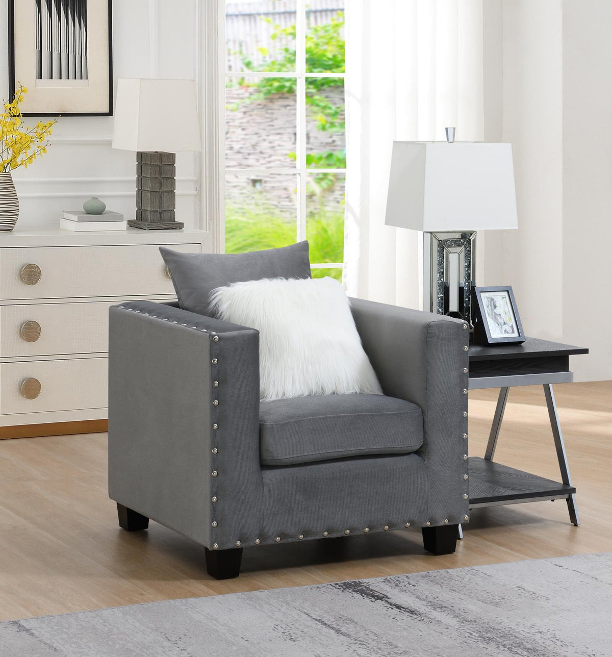 Silver Upholstered Sofa Collection