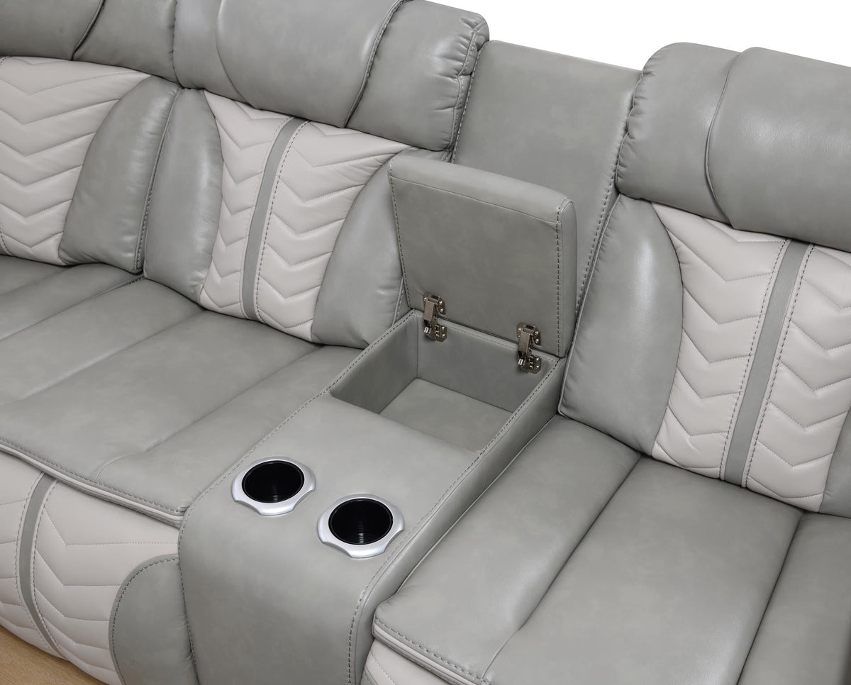 Gray/Beige Power 3-Piece Sectional with Bluetooth Speaker